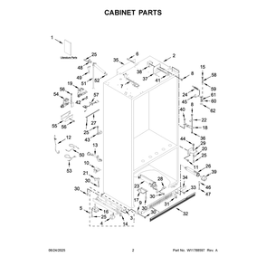 Cabinet Parts Diagram and Parts List for KBFN502EPA06  KitchenAid Refrigerator