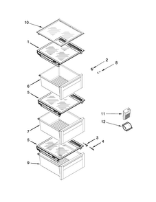 Refrigerator Shelf Parts Diagram and Parts List for KSC24C8EYY03  KitchenAid Refrigerator