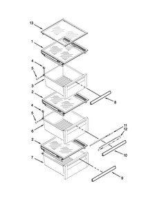 Refrigerator Shelf Parts Diagram and Parts List for KSF26C4XYY04  KitchenAid Refrigerator
