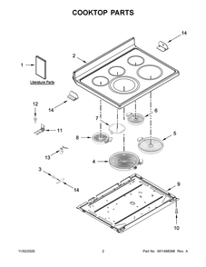 Cooktop Parts Diagram and Parts List for YKFEG500EBS4  Whirlpool Range
