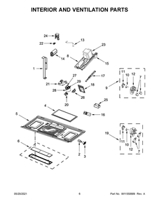 Interior And Ventilation Parts Diagram and Parts List for YKMHS120EBS07  Whirlpool Microwave Oven Combo