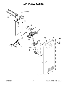 Air Flow Parts Diagram and Parts List for WRS970CIHZ01  Whirlpool Refrigerator