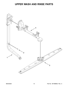 Upper Wash And Rinse Parts Diagram and Parts List for WDF332PAMB0  Whirlpool Dishwasher