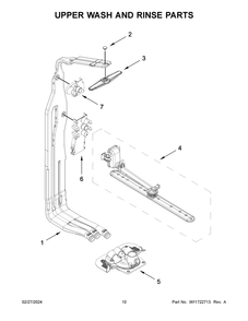Upper Wash And Rinse Parts Diagram and Parts List for KDTM405PPS1  KitchenAid Dishwasher