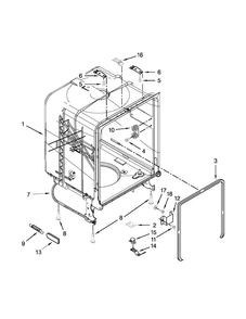 Tub And Frame Parts Diagram and Parts List for WDF110PABW3  Whirlpool Dishwasher
