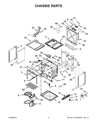 Chassis Parts Diagram and Parts List for WEC310SAGS0  Whirlpool Range