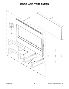 Door And Trim Parts Diagram and Parts List for WMT55511KS0  Whirlpool Microwave Oven Combo