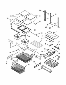 Shelf Parts Diagram and Parts List for IX6HHEXDSM01  Whirlpool Refrigerator