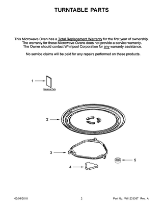 Turntable Parts Diagram and Parts List for KMCS3022GBS0  Whirlpool Microwave