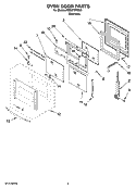 OVEN DOOR PARTS Diagram and Parts List for RBD275PRS01  Whirlpool Wall Oven