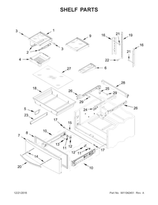 Shelf Parts Diagram and Parts List for WRX735SDBM04  Whirlpool Refrigerator