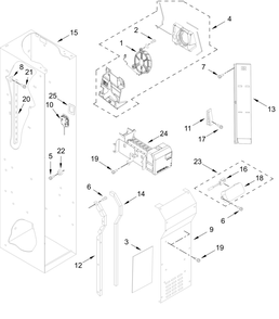 Freezer Liner And Icemaker Parts Diagram and Parts List for JBSFS42NMX25  Whirlpool Refrigerator