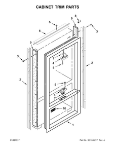 Cabinet Trim Parts Diagram and Parts List for KBFN402ESS02  KitchenAid Refrigerator