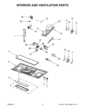 04 - INTERIOR AND VENTILATION PARTS Diagram and Parts List for YWMH53520CB4  Whirlpool Microwave