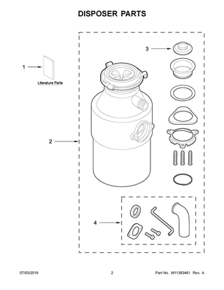 Disposer Parts Diagram and Parts List for KGIC300H1  Whirlpool Food Waste Disposer