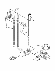 Fill, Drain And Overfill Parts Diagram and Parts List for 66513272K111  Kenmore Dishwasher