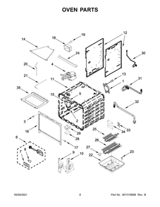 Oven Parts Diagram and Parts List for KFGC506JIB01  Whirlpool Range