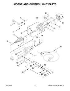 Motor And Control Unit Parts Diagram and Parts List for 5KSM125EIB4  KitchenAid Mixer