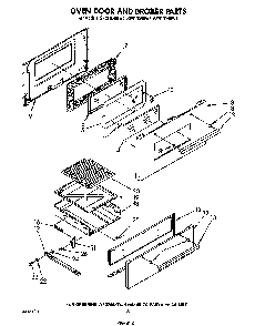 Oven Door And Broiler Diagram and Parts List for SF3100SRW3  Whirlpool Range