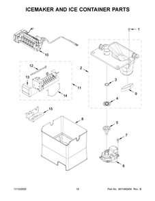 Icemaker And Ice Container Parts Diagram and Parts List for WRF767SDHZ02  Whirlpool Refrigerator