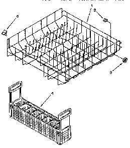 Lower Rack Diagram and Parts List for KUDH230YH0  KitchenAid Dishwasher