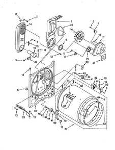 Bulkhead Diagram and Parts List for LGQ8000JQ0  Whirlpool Dryer
