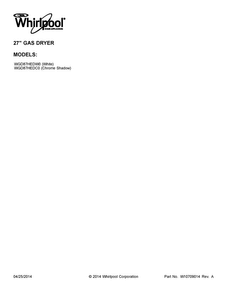 Cover Sheet Diagram and Parts List for WGD87HEDW0  Whirlpool Dryer
