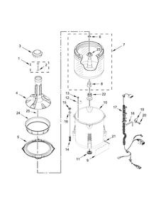 Basket And Tub Parts Diagram and Parts List for 1102992310  Kenmore Washer