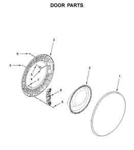 Door Parts Diagram and Parts List for 8TWFW6620HW1  Whirlpool Washer