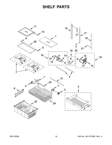 08 - Shelf Parts Diagram and Parts List for WRFC2036RB00  Whirlpool Refrigerator