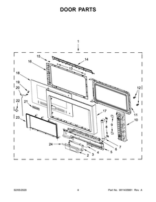Door Parts Diagram and Parts List for KMHP519ESS5  Whirlpool Microwave Oven Combo
