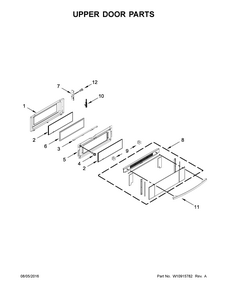 Upper Door Parts Diagram and Parts List for YIES900DS03  Whirlpool Range