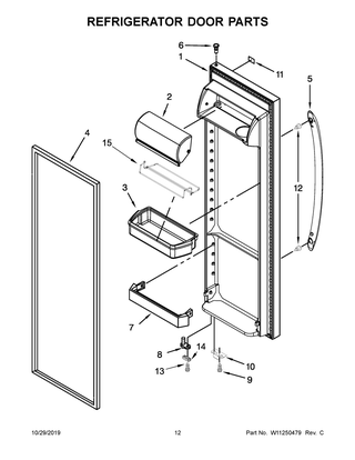 Refrigerator Door Parts Diagram and Parts List for WRS321SDHV01  Whirlpool Refrigerator
