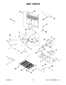 Unit Parts Diagram and Parts List for WRB322DMHV05  Whirlpool Refrigerator
