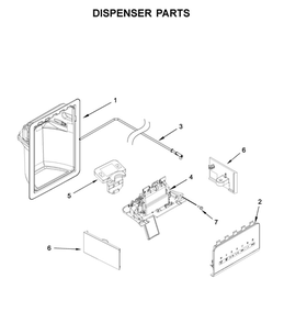Dispenser Parts Diagram and Parts List for WRS555SIHW03  Whirlpool Refrigerator
