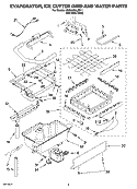 EVAPORATOR, ICE CUTTER GRID AND WATER PARTS Diagram and Parts List for KUIA15NLHS11  KitchenAid Ice Maker