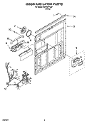 DOOR AND LATCH PARTS Diagram and Parts List for GU630XTLQ1  Whirlpool Dishwasher