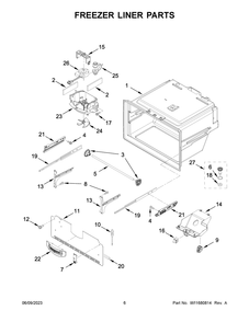 Freezer Liner Parts Diagram and Parts List for WRX735SDHW07  Whirlpool Refrigerator