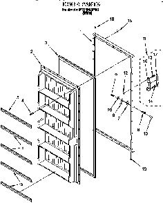 Door Diagram and Parts List for EV150NXEW00  Whirlpool Freezer