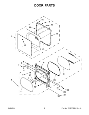 05 - DOOR PARTS Diagram and Parts List for YWED8000DW0  Whirlpool Dryer