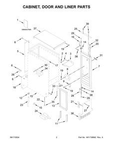 02 - Cabinet, Door And Liner Parts Diagram and Parts List for WUI75X15HB02  Whirlpool Ice Maker