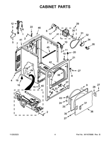 Cabinet Parts Diagram and Parts List for WGD6150PB0  Whirlpool Dryer
