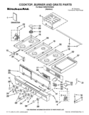 COOKTOP, BURNER AND GRATE PARTS Diagram and Parts List for KDRU783VSS03  KitchenAid Range