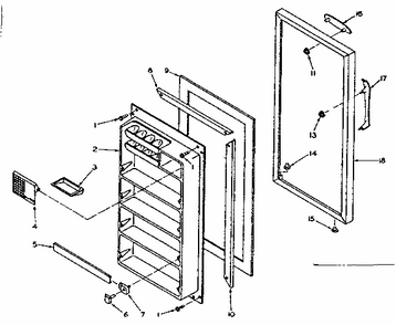 Door Parts Diagram and Parts List for 106T13M  Kenmore Refrigerator
