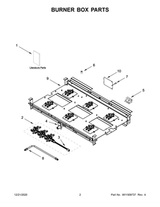 Burner Box Parts Diagram and Parts List for JDRP436HL01  Whirlpool Range