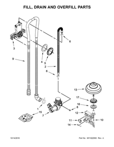 Fill, Drain And Overfill Parts Diagram and Parts List for 66513403N413  Kenmore Dishwasher