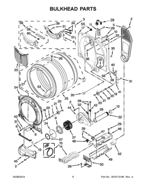04 - BULKHEAD PARTS Diagram and Parts List for YWED95HEDW0  Whirlpool Dryer