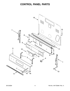 Control Panel Parts Diagram and Parts List for YWFE775H0HV5  Whirlpool Range