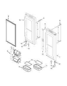 Refrigerator Door Parts Diagram and Parts List for KRFC300ESS00  KitchenAid Refrigerator