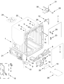 Tub And Frame Parts Diagram and Parts List for KDFS224SPS0  Whirlpool Dishwasher